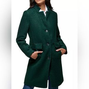 Dkny Women's Single-Breasted Boucle Walker Coat Dark Green NWT